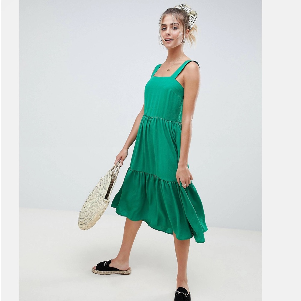 ASOS green tiered dress